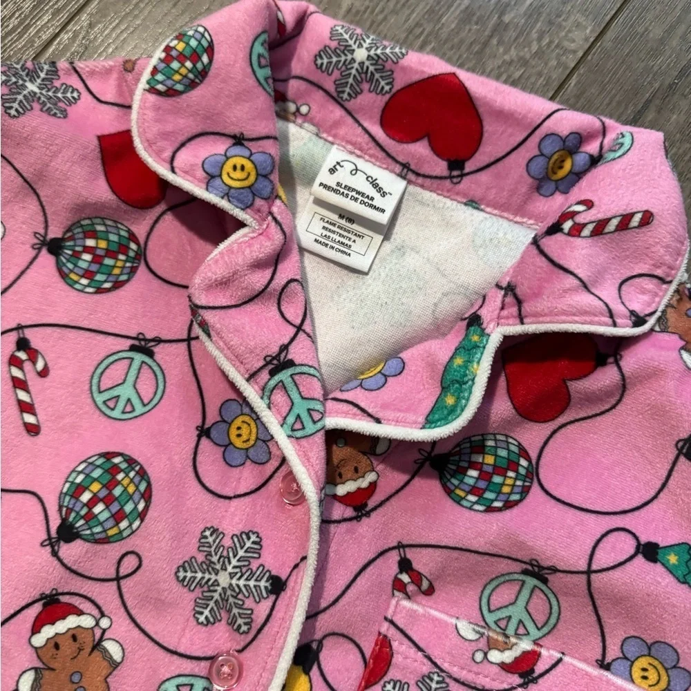 Kids art class Christmas shorts pajama set 8